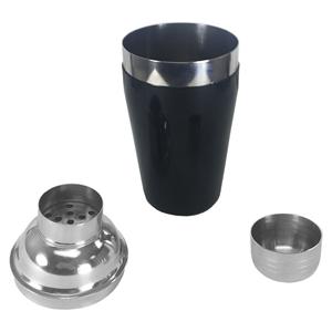 16 oz. 3-Piece Cocktail Shaker Set, Black Vinyl-Coated