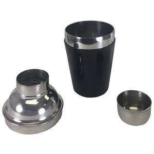 8 oz. 3-Piece Deluxe Cocktail Shaker Set, Black Vinyl-Coated
