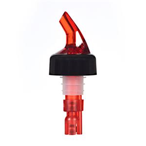 1 oz. Liquid Pourer, Red Plastic, Black Collar