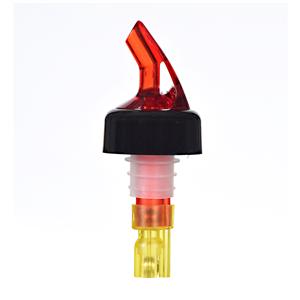 1-1/2 oz. Liquid Pourer, Red Plastic, Black Collar