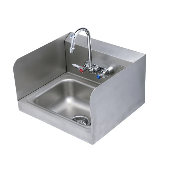 17" x 15" Hand Wash Sink w/ Side Splash Shields & Drain Assembly