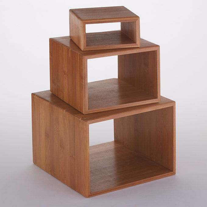 Wood Frame Riser Set, 3-Piece, Dark Bamboo