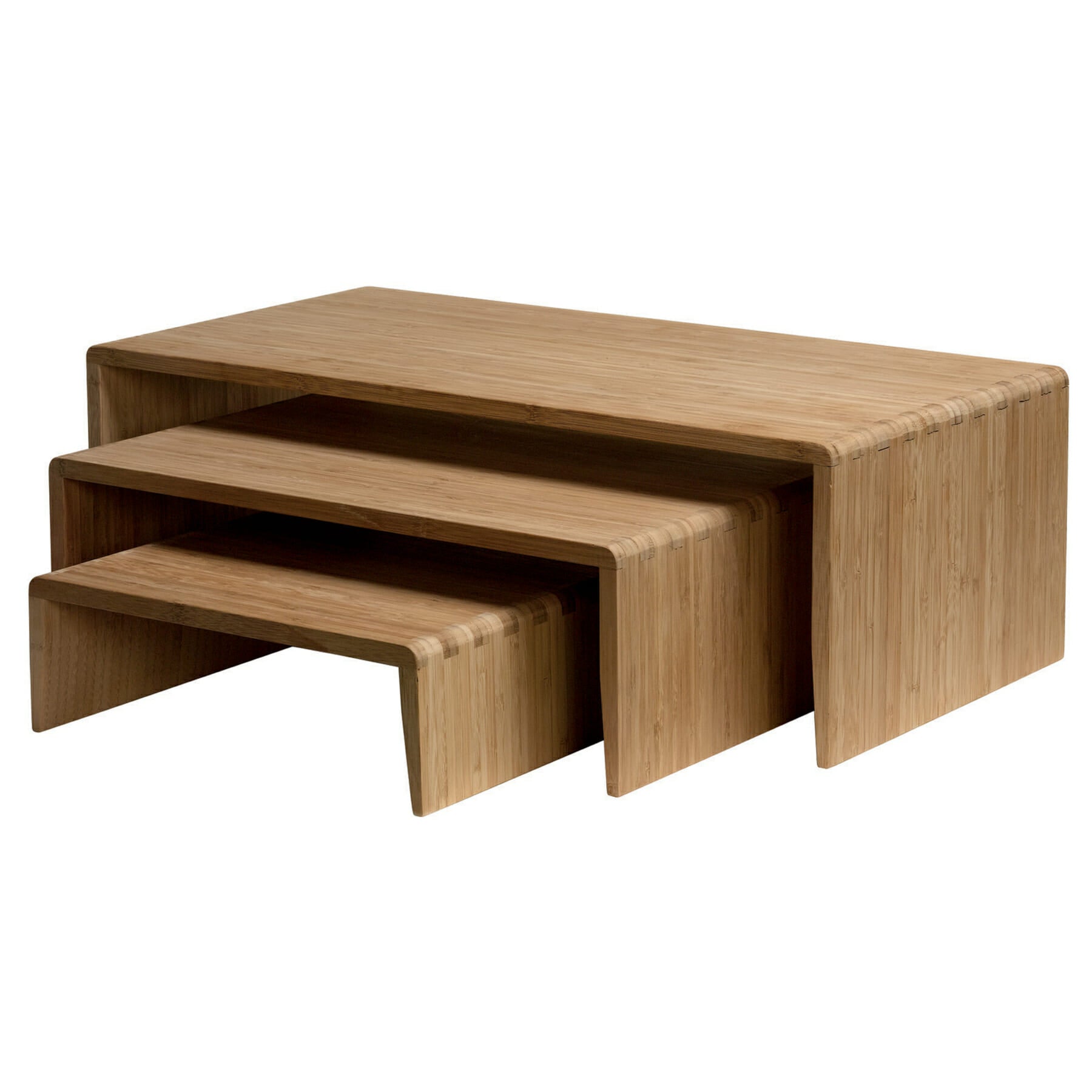 3-Piece Bamboo Riser Set, Natural, 8" Wide