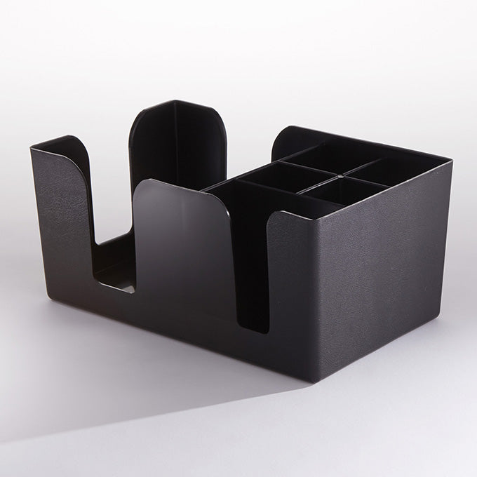 6-Compartment Bar Organizer, Black Plastic