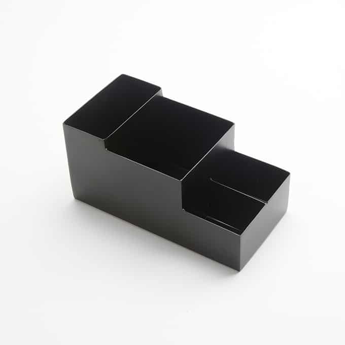 4-Compartment Coffee Caddy, Powder Coated Black Steel