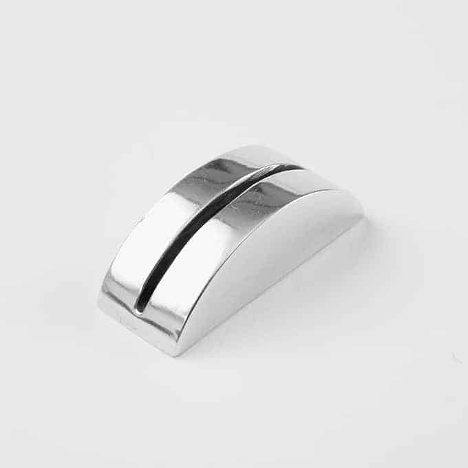 Card Holder, Cast Aluminum, Half Moon, Mirror Finish