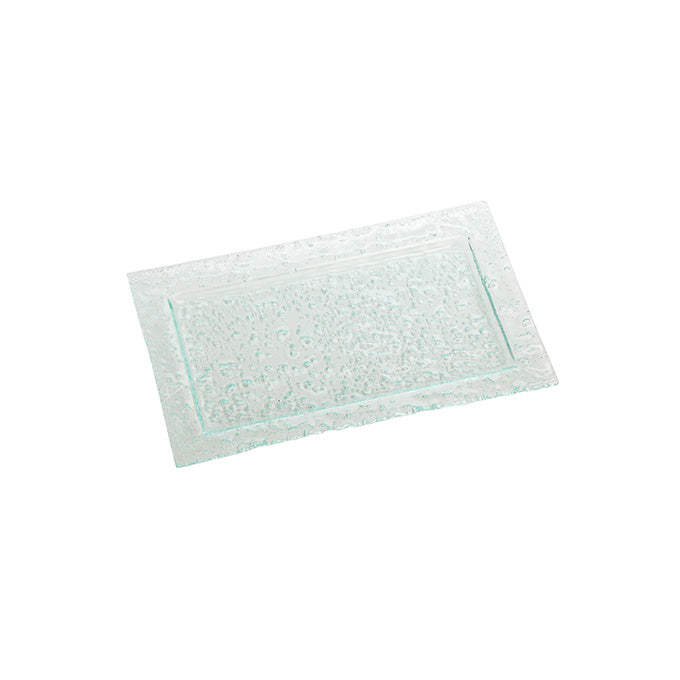 Glacier Rectangular Platter, 15"L x 9"W, Green Bubble Glass