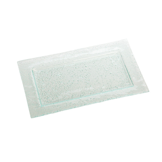 Glacier™ Rectangular Platter, 19"L x 11"W, Green Bubble Glass