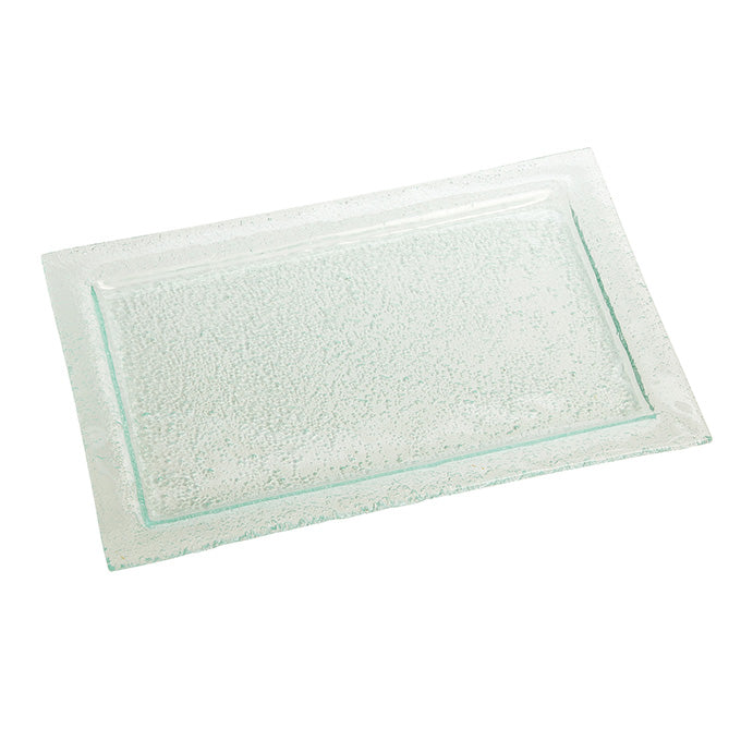 Glacier™ Rectangular Platter, 21"L x 13"W, Green Bubble Glass
