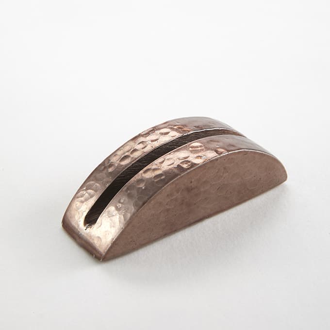 Card Holder, Copper, Half Moon, Hammered Finish