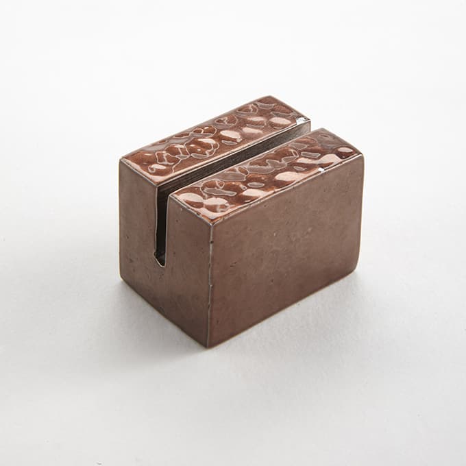Card Holder, Copper, Rectangular, Hammered Finish