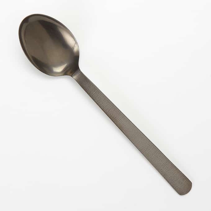 13-1/4"Solid Hammered Serving Spoon, Vintage Black Finish
