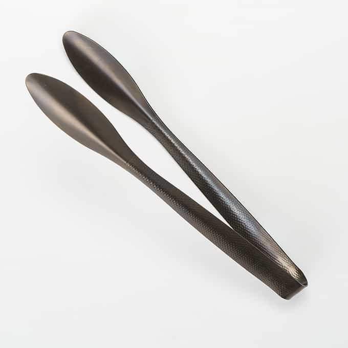 9" Stainless Steel Serving Tongs, Vintage Black Finish