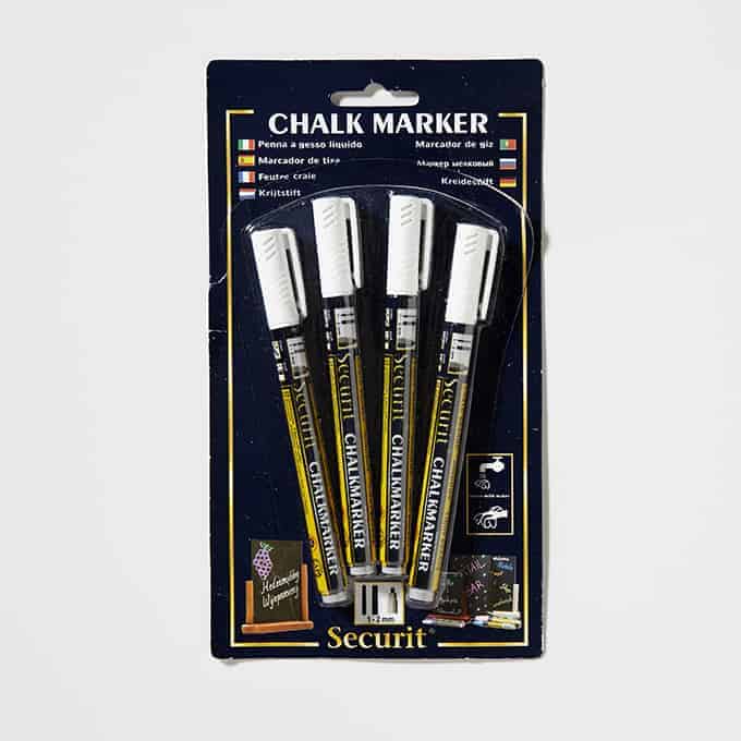 Securit Chalk Markers, Mini Tip, White, 4-Pack
