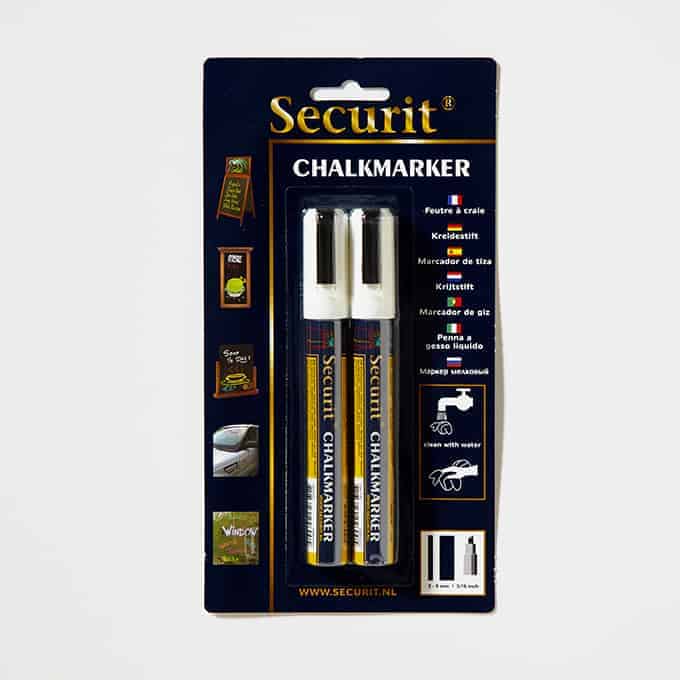 Securit Chalk Markers, Small Tip, White, 2-Pack