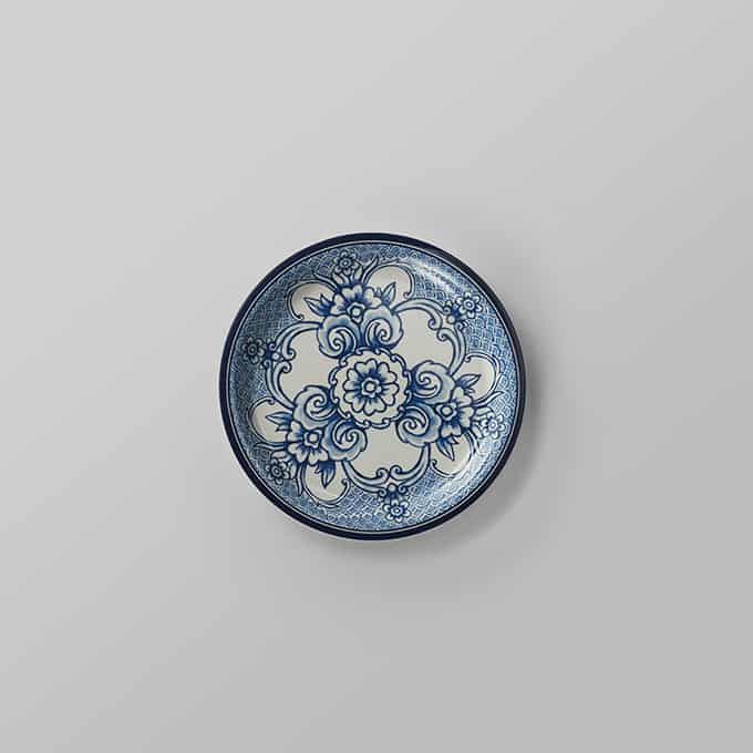 Isabella 6-1/2" Round Melamine Plate, Blue & White