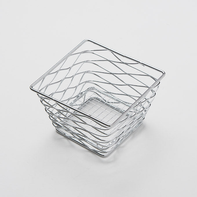 6" Square Birdnest Basket, Chrome