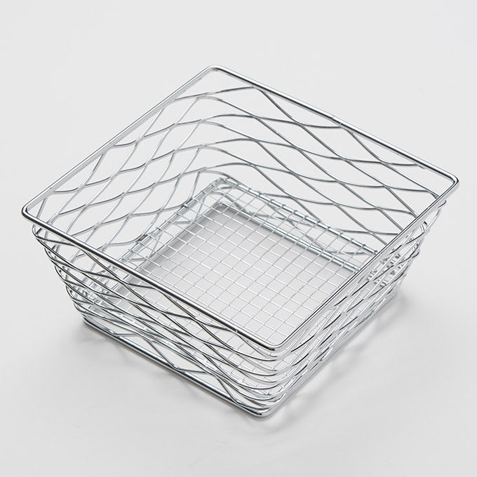 8" Square Birdnest Basket, Chrome