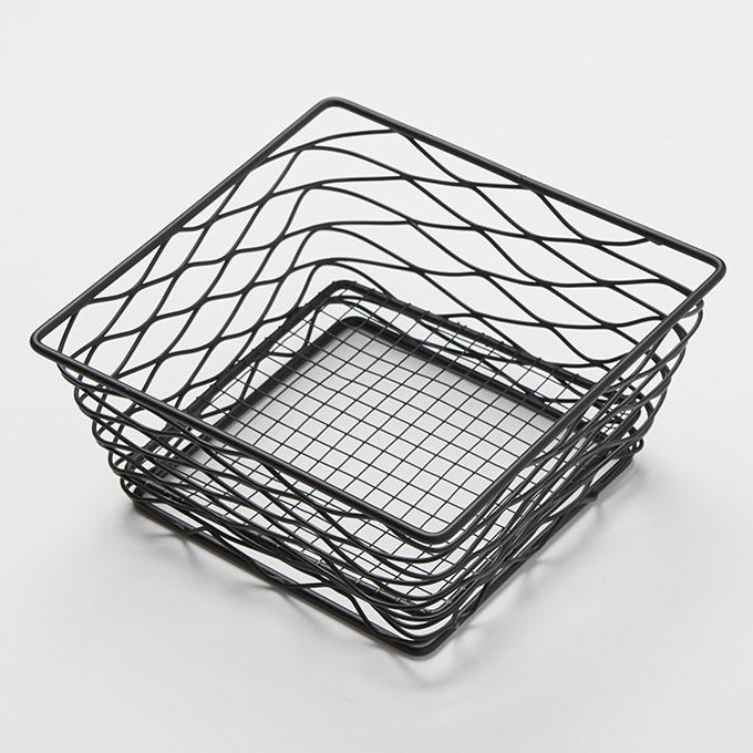 8" Square Birdnest Basket, Black
