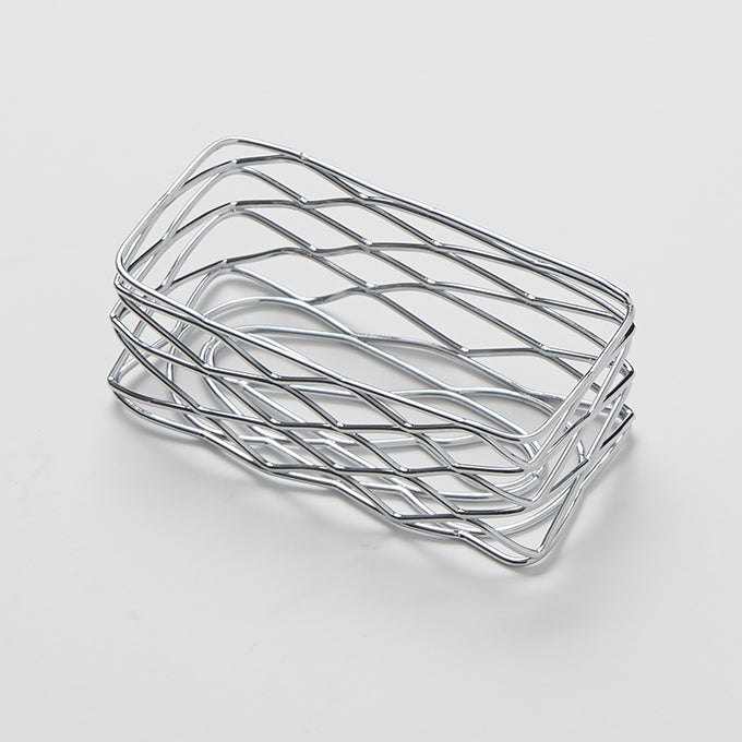 4-1/2"L x 2-1/4"W x 1-3/4"H Rectangular Birdnest Condiment Basket, Chrome