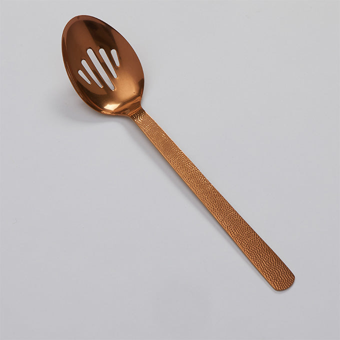 13-1/4" Slotted Hammered Serving Spoon, Vintage Bronze Finish