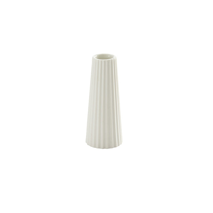 White Ceramic Crimped Tower Bud Vase