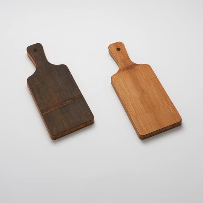 9-1/4"L x 5"W Rectangular Carbonized Bamboo Serving Peel with Handle