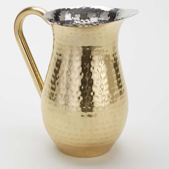 Bell Pitcher, 84 oz., Stainless Steel Hammered Gold Finish