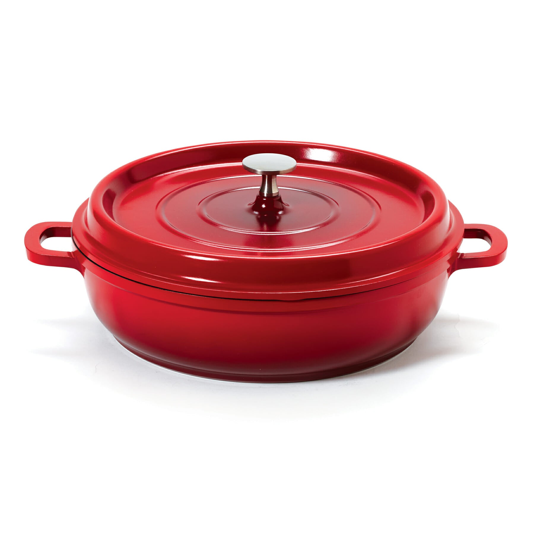 Heiss™ 3 qt. Round Braiser Pan with Lid, Red