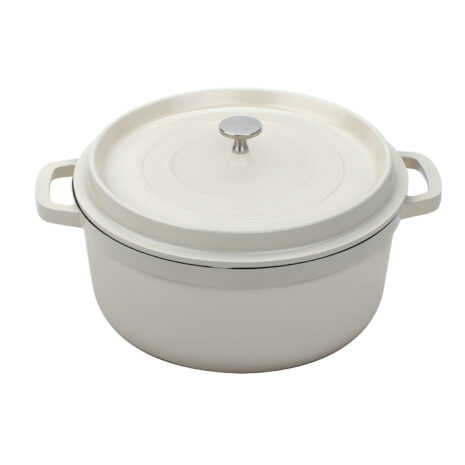 Heiss 6.5 Qt. Round Induction Dutch Oven, Antique White with Lid