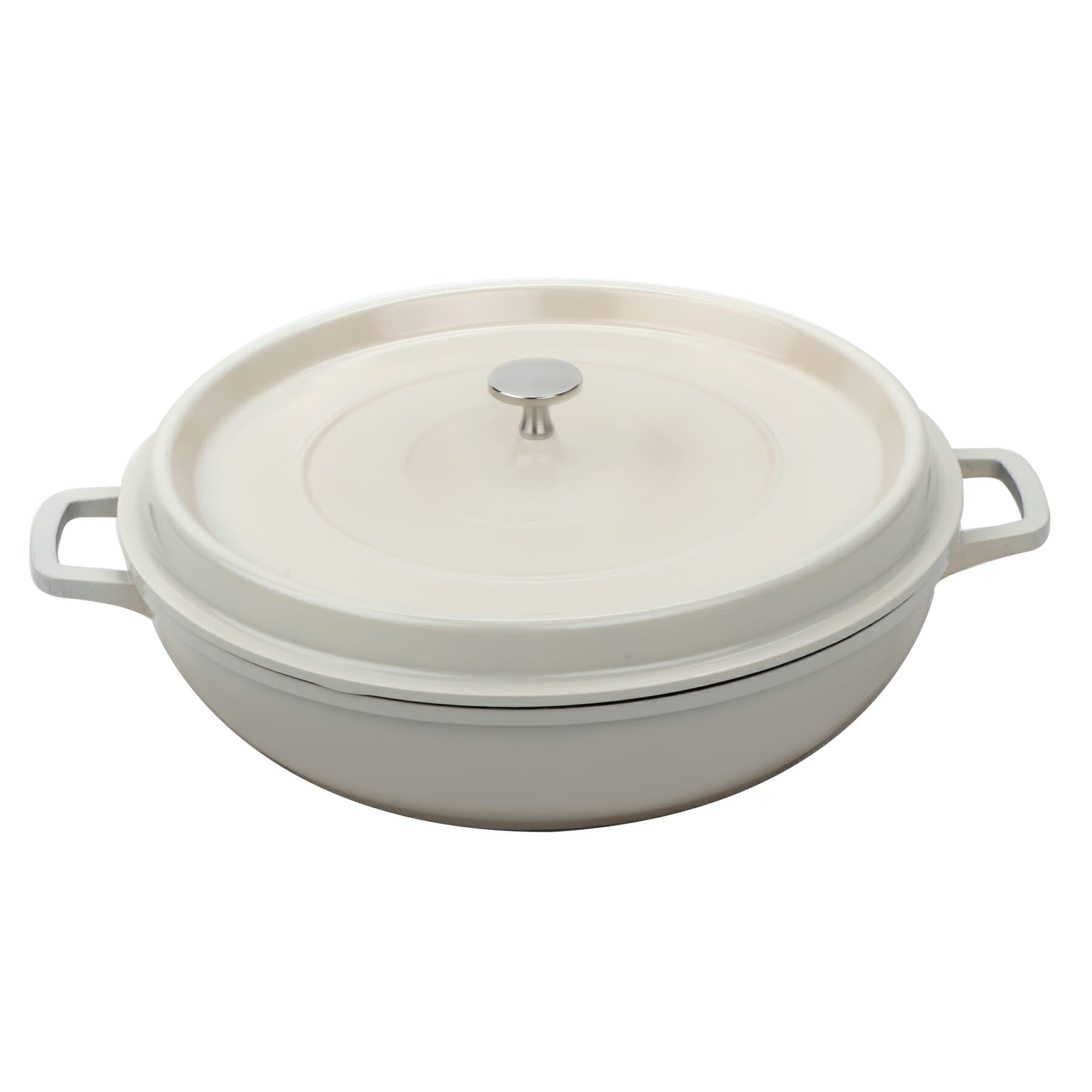 Heiss™ 4 qt. Round Braiser Pan with Lid, Antique White