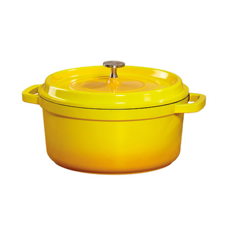 Heiss 4.5 Qt. Round Induction Dutch Oven, Yellow with Lid