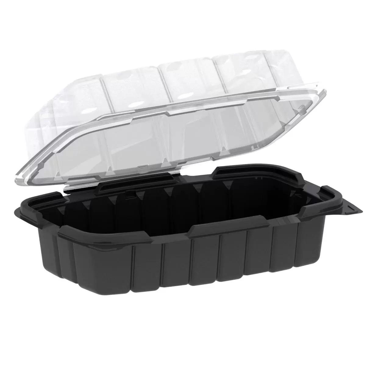 Hinged Container, 6" x 9" x 3", Black Base with Clear Lid