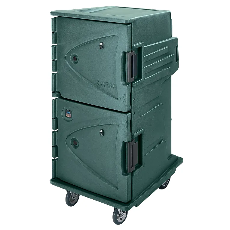 Camtherm® Hot / Cold Cart, Granite Green, Tall Profile Electric Food Holding Cabinet  10" Rear Casters in Celsius, Double Door - 110V