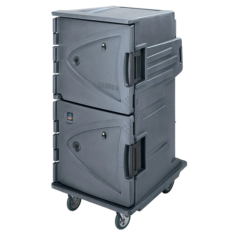 Camtherm® Hot / Cold Cart, Granite Gray, Tall Profile Electric Food Holding Cabinet  10" Rear Casters in Fahrenheit, Double Door - 110V