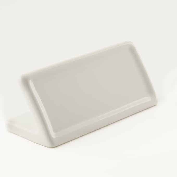 5"W x 2-1/4"D x 2-1/2"H White Ceramic Menu/Card Sign