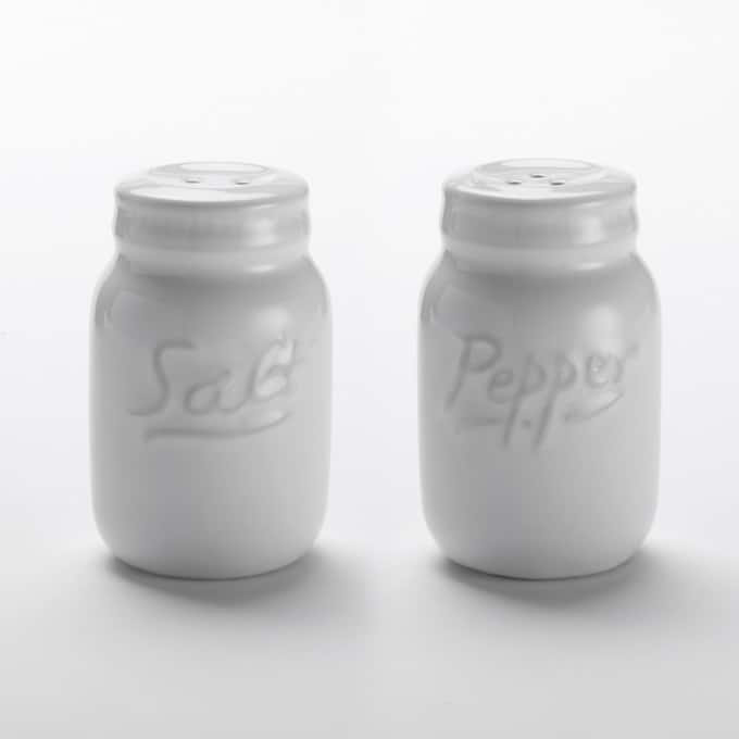 2 oz. Ceramic Salt & Pepper Set, Mason Jar Design