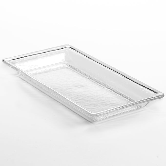Rain 92 oz. Rectangular Tray, 18"L x 9"W, Clear Styrene