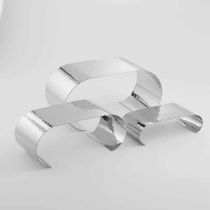 Hammered Riser Set, 3-Piece, Stainless Steel, Polished