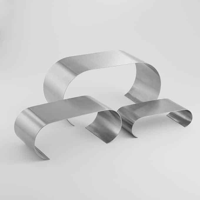 Curled End Riser Set, 3-Piece, Stainless Steel, Satin Finish