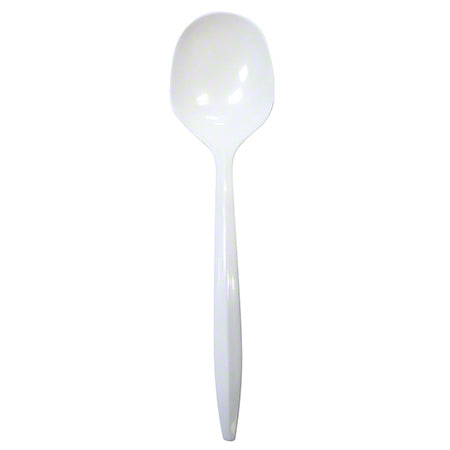 Plastic Soup Spoon, Medium, White