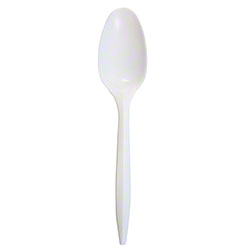 Plastic Teaspoon, Heavy Weight, White