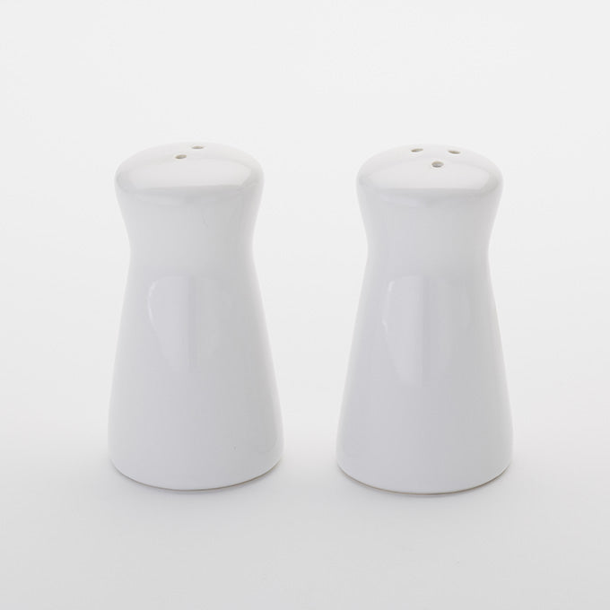 2-1/2 oz. Round Tapered Ceramic Salt & Pepper Set, White