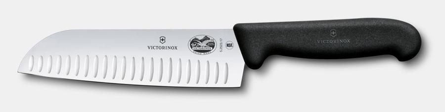 Granton Edge Santoku Knife w/ 7" Blade, Black Fibrox® Pro Handle