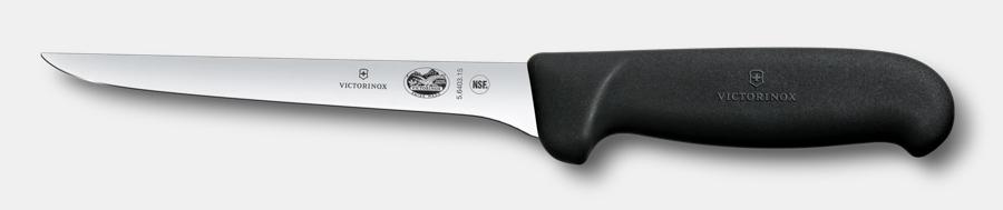 Straight Narrow Stiff Boning Knife w/ 6" Blade, Black Fibrox® Pro Handle