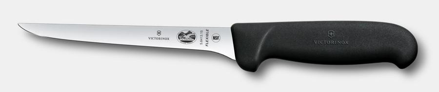 Straight Narrow Flexible Boning Knife w/ 6" Blade, Black Fibrox® Pro Handle