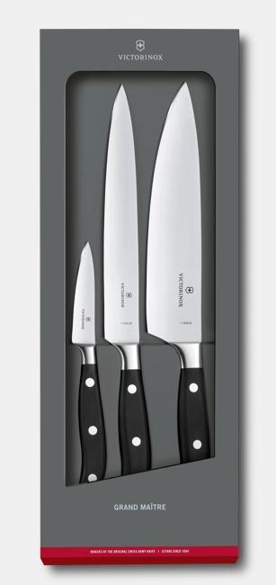 Grand Maitre Forged 3-Piece Chef's Knife Set, Black