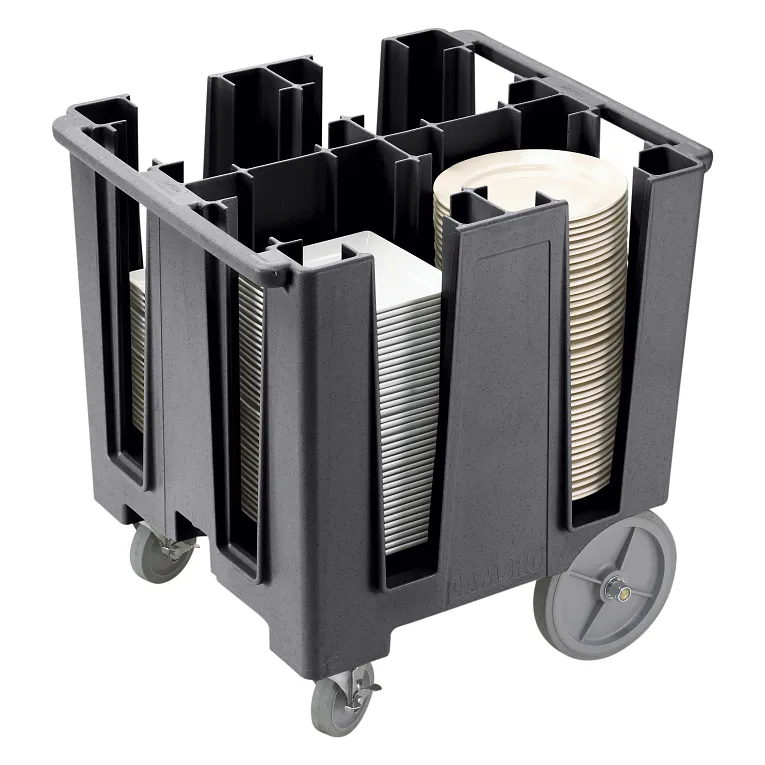 Versa Black 4-Column Mobile Dish Caddy with Vinyl Cover