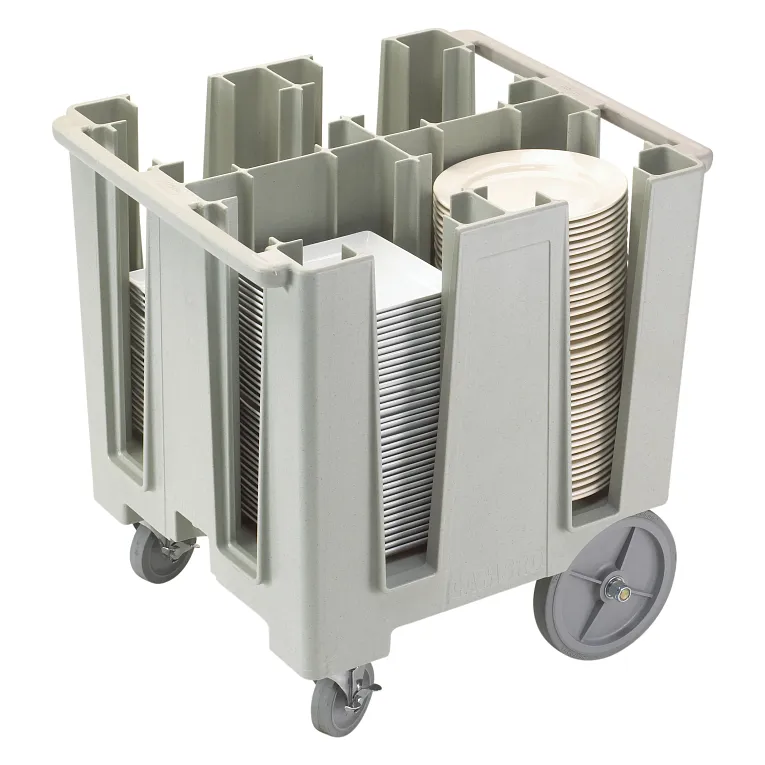 Versa Speckled Gray 4-Column Mobile Dish Caddy with Vinyl Cover