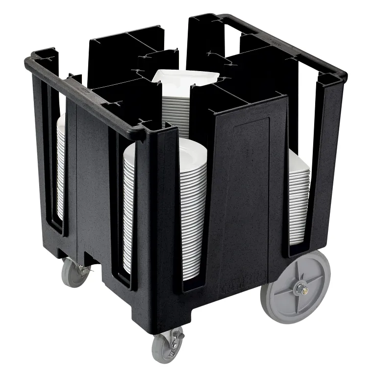 Versa Black 5-Column Mobile Dish Caddy with Vinyl Cover